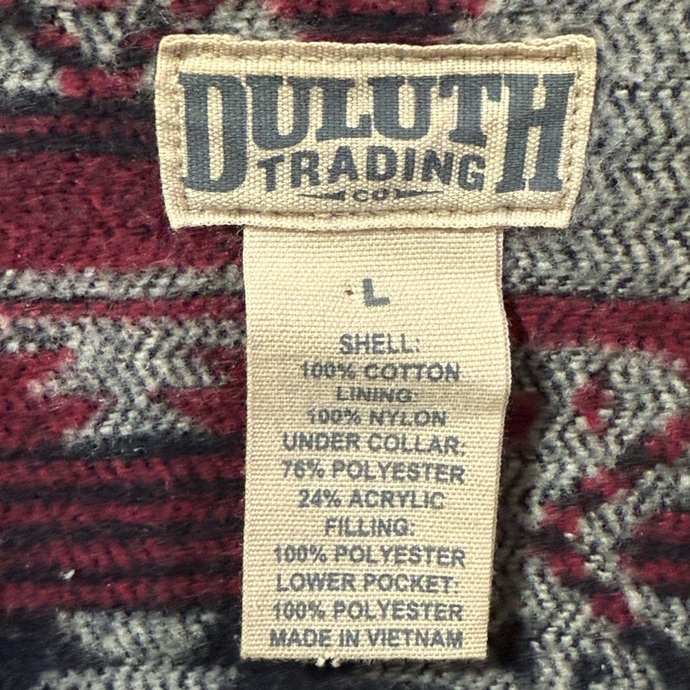 Duluth Trading Co Aztec Southwestern Quilted Lined Sherpa Collar Size L - Picture 3 of 9